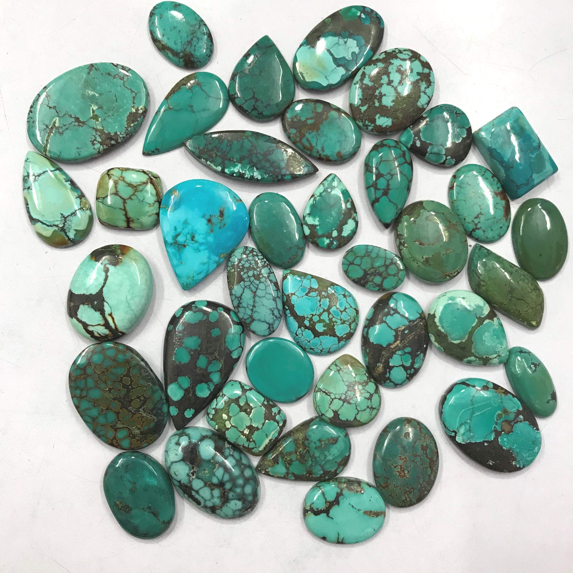 Genuine Tibetan Turquoise Gemstones - 100 Carats Bulk Cabochons for Jewelry Making & Healing Crystals