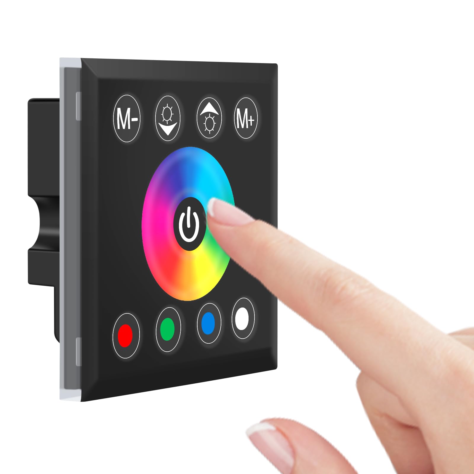 RGBW LED Light Strip Controller - 4 Channel Touch Panel Dimmer for DC12V-24V 16A RGB/RGBW LED Strips | Wall-Mounted Smart Lighting Control | Perfect for Home Theater, Bedroom Mood Lighting & DIY LED Projects