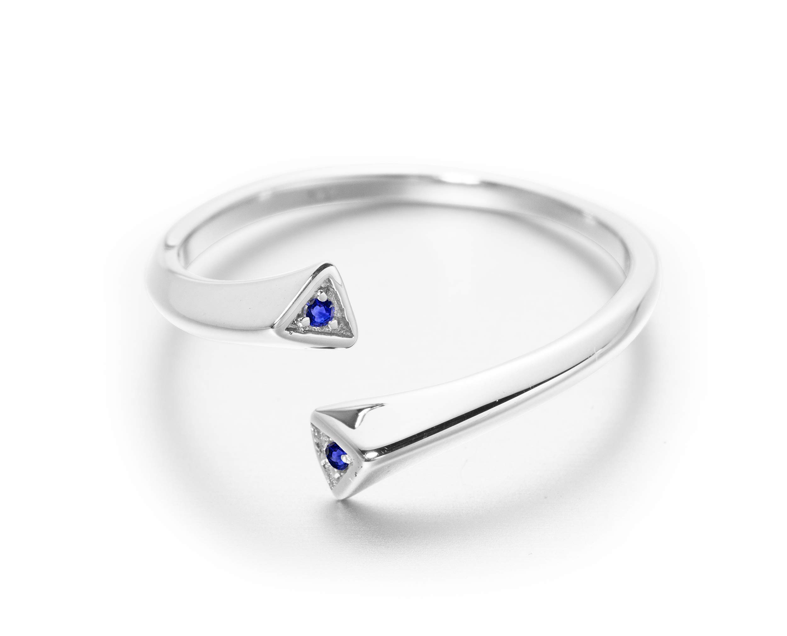 Majade 14K White Gold Blue Sapphire Ring – September Birthstone, Unique Alternative Engagement & Wedding Band – Perfect for Proposals, Anniversaries, and Special Occasions