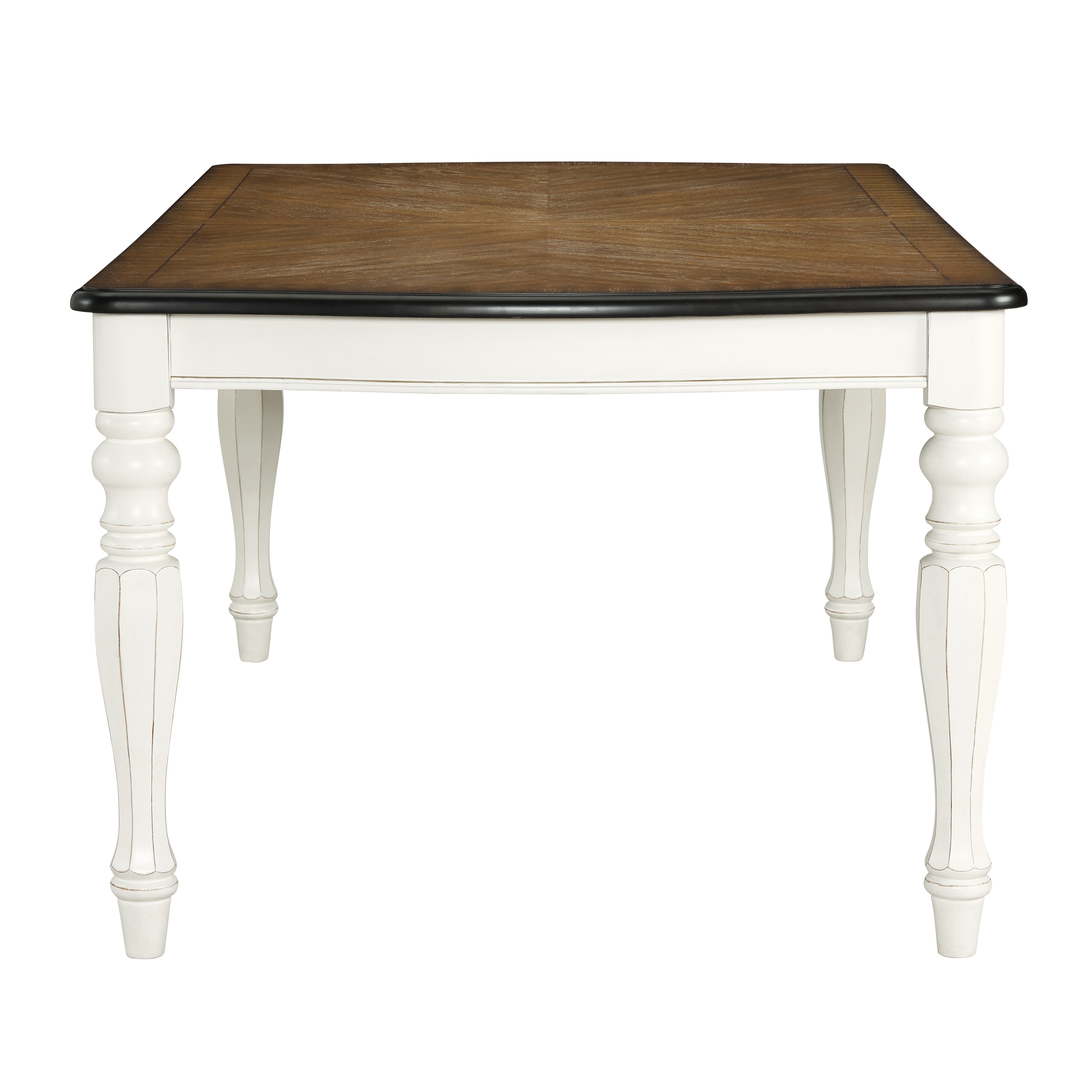 Roundhill Furniture Belleza French Country Dining Table - Antique White & Weathered Oak Finish | Farmhouse Style Kitchen Table for Dining Room & Breakfast Nook
