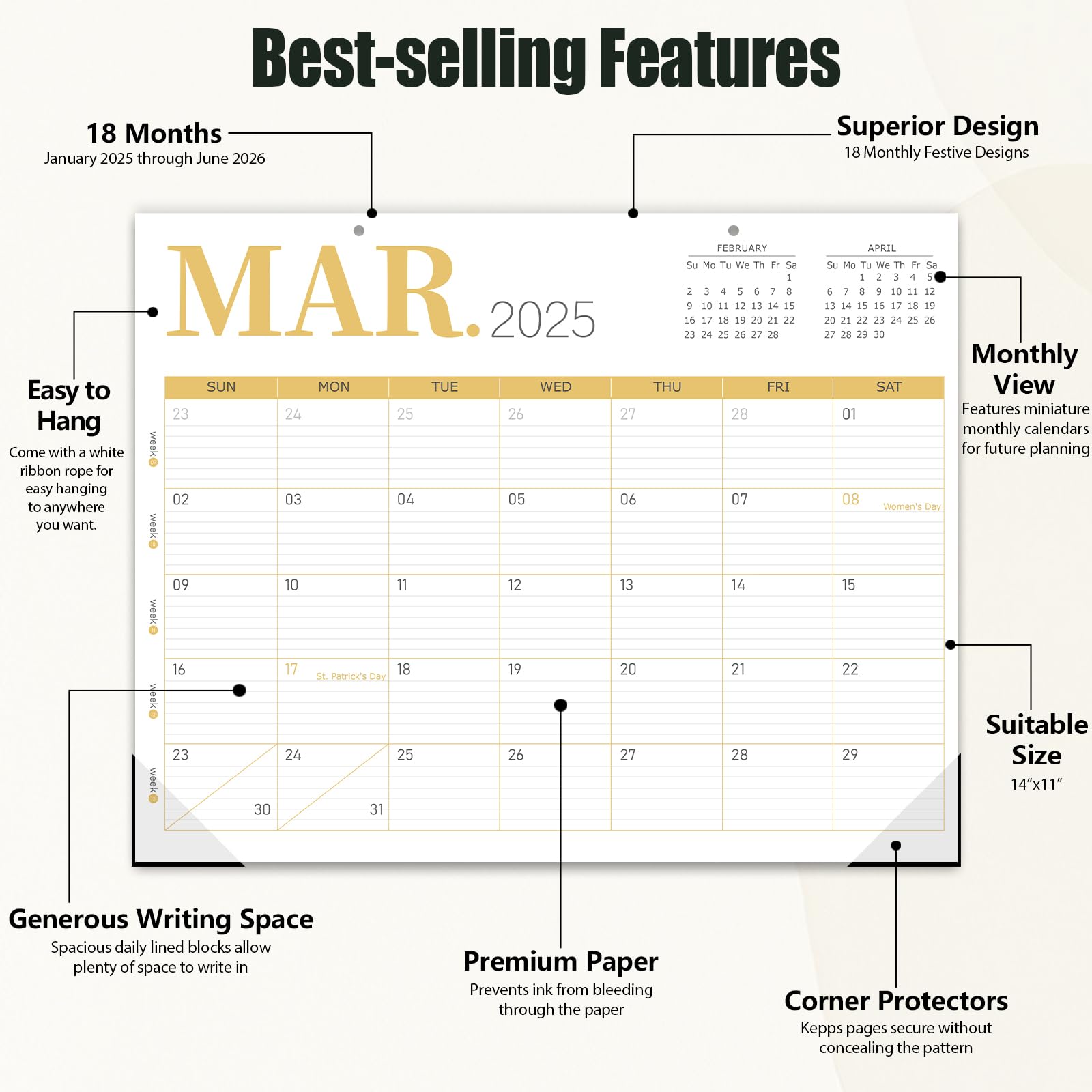 GuassLee 2025-2026 18-Month Academic Desk Calendar | Jan 2025 - Jun 2026 Wall Planner | 14