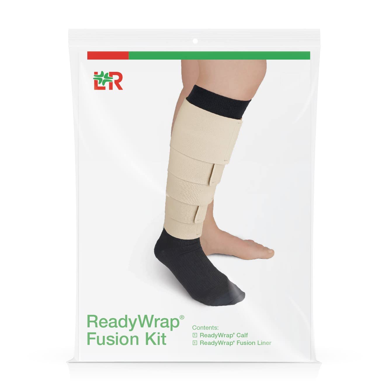 ReadyWrap Fusion Leg Wrap Compression Kit with Liner - Beige (Long Length, Small) - Ideal for Post-Surgery Recovery, Sports Injuries & Varicose Vein Relief