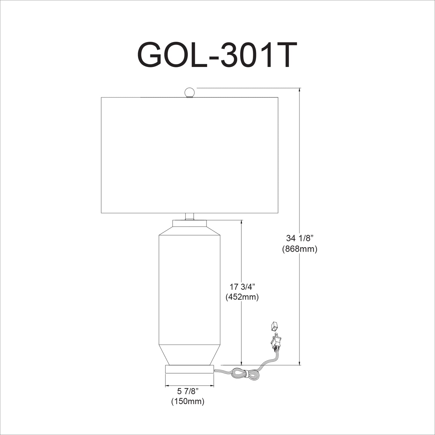 Dainolite 1-Light Gloss White Modern Table Lamp - Perfect for Bedroom Nightstand, Living Room Side Table & Office Desk Lighting