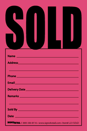 Bright Fluorescent Pink Sold Stickers - 100 Per Roll - High Visibility Labels for Retail, Garage Sales & Inventory Management