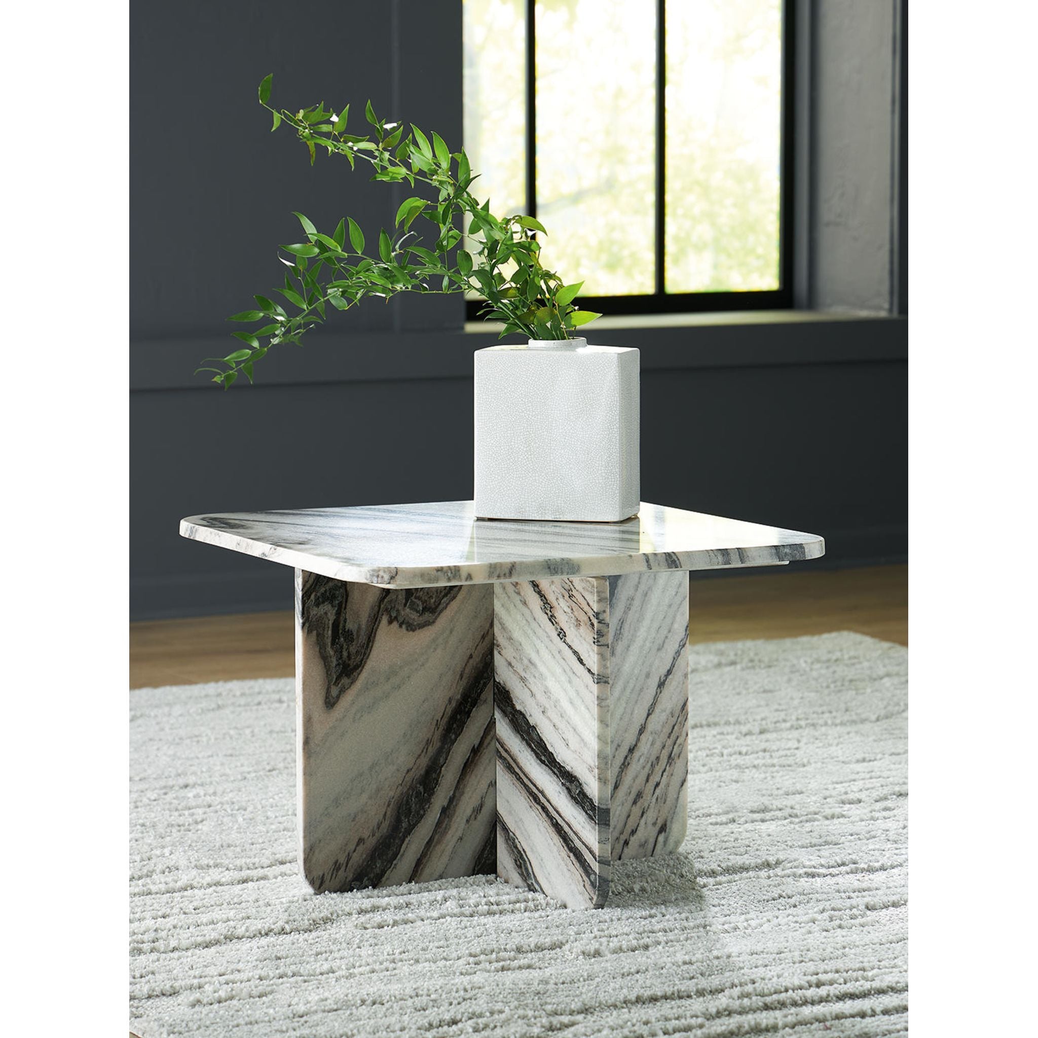 Baretton Modern Accent Table - Black, White, Taupe Finish | Small Side Table for Living Room, Bedroom, Office | Stylish Home Decor Furniture