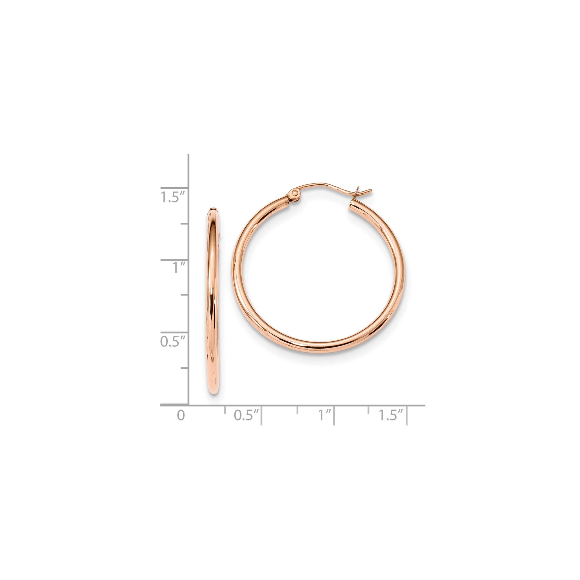 10K Rose Gold Polished 2mm Tube Hoop Earrings for Women - Hypoallergenic Dainty Everyday Jewelry - Perfect for Gifts, Parties & Special Occasions