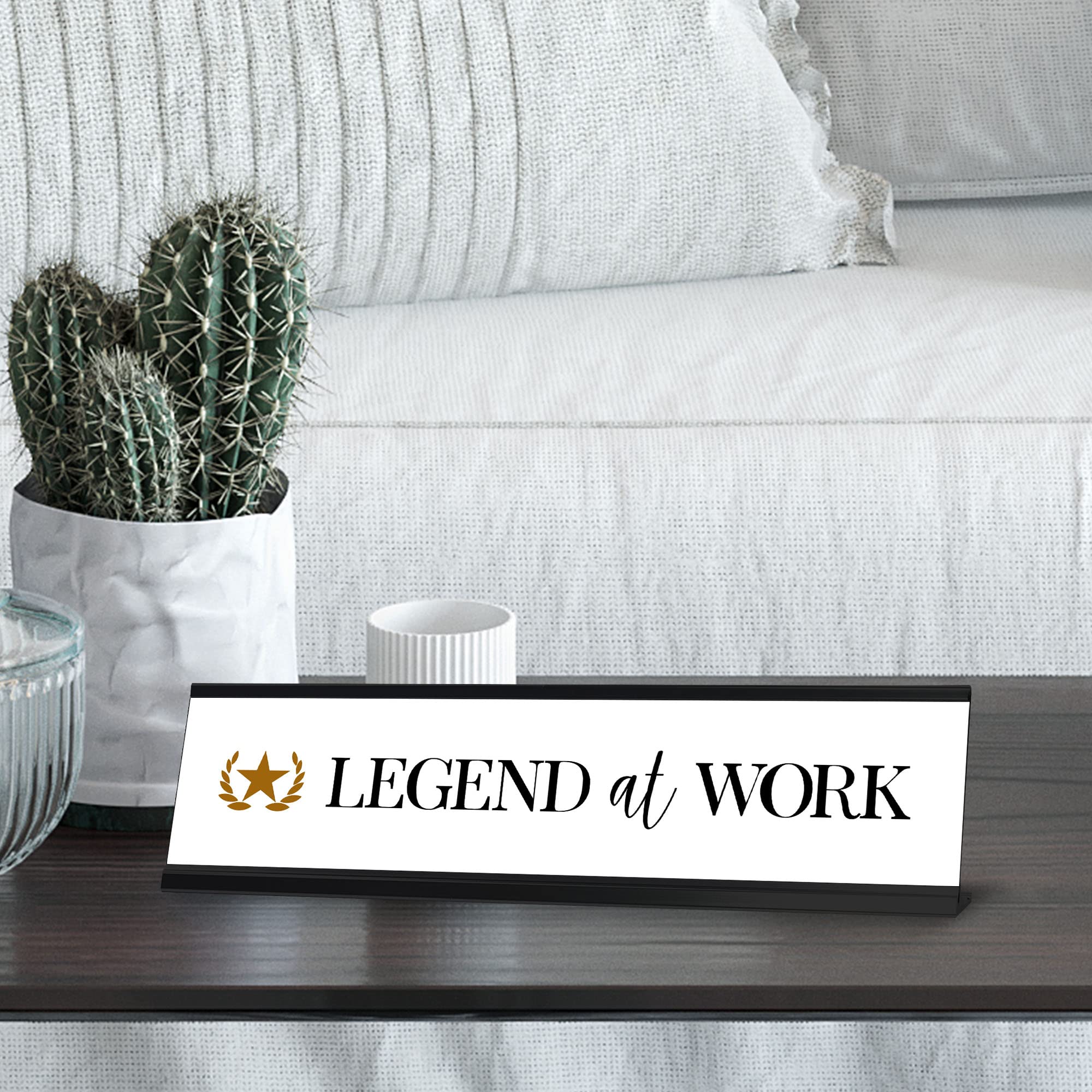 Legend at Work - Elegant Personalized Nameplate Desk Sign (2 x 8 Inches) - Perfect Office Decor for Professionals, Executives & Home Office