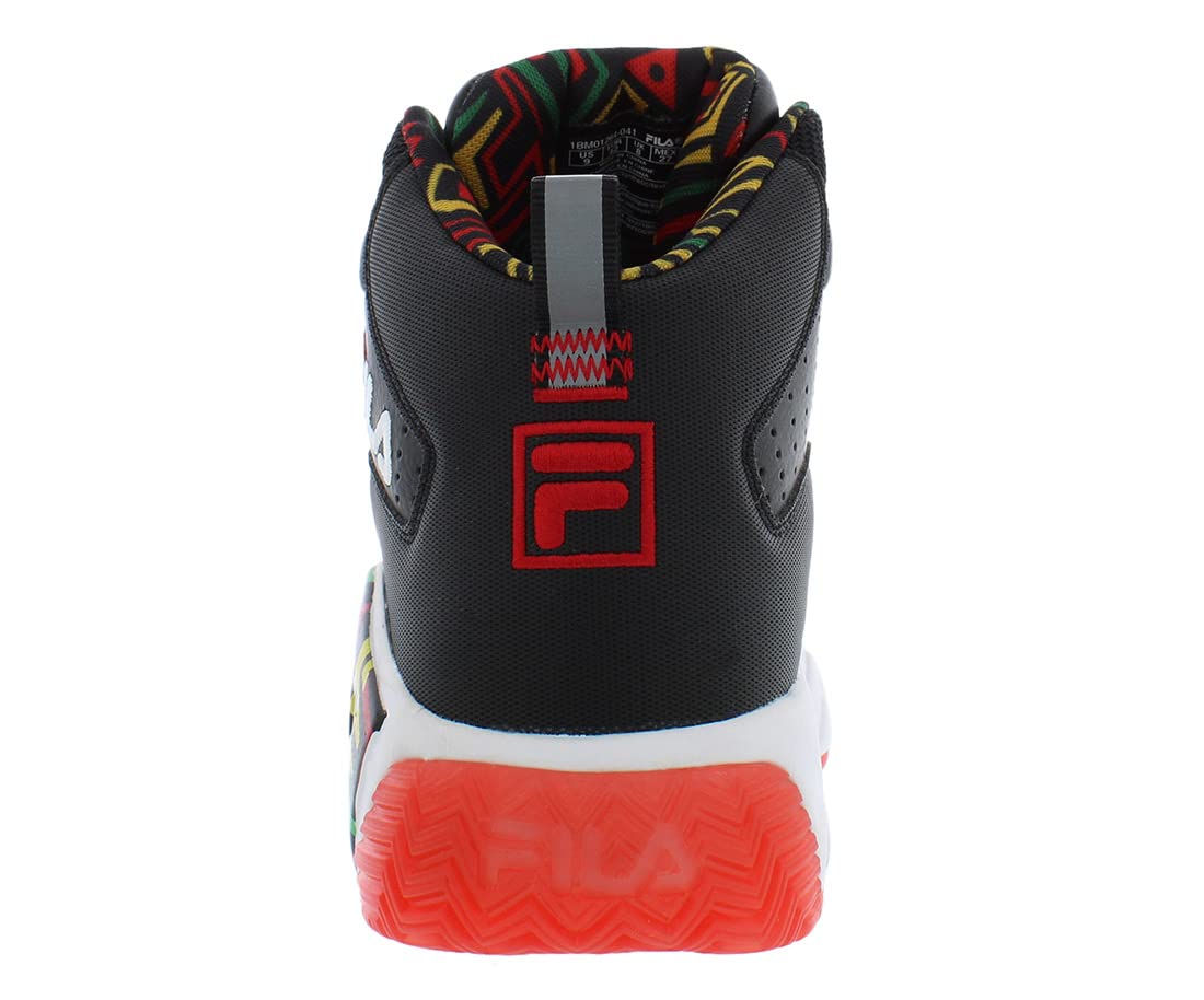 Fila Men's MB High Top Sneakers - Black/Jelly Bean/Lemon - Size 9 - Retro Basketball Shoes for Men | Streetwear Fashion & Casual Wear
