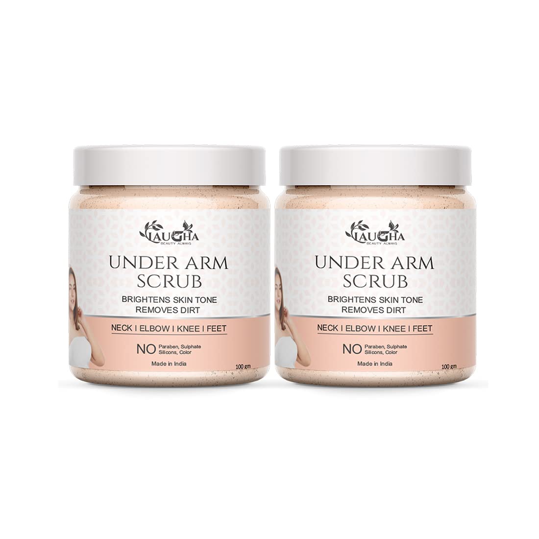 Laugha Underarm Scrub for Tan & Dark Spot Removal - Exfoliating & Brightening Treatment - 100g Pack of 2 (Total 200g) - Perfect for Post-Waxing Care & Summer Skin Brightening