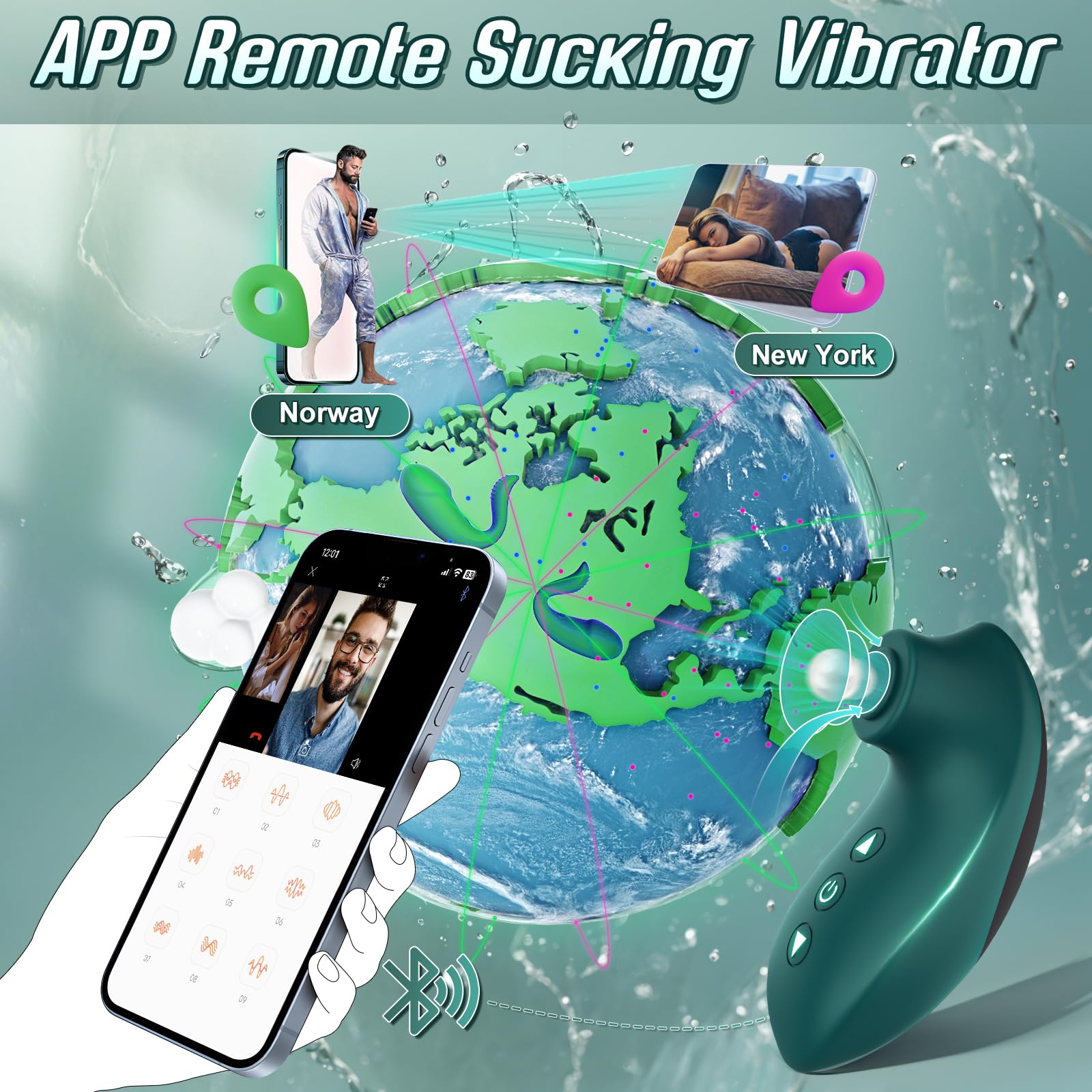 Premium Remote Control Vibrator for Women - 9 Powerful Suction & Vibration Modes, Ultra Quiet Clitoral Stimulator, Waterproof BDSM Sex Toy for Couples Play, Solo Pleasure & Sensual Exploration