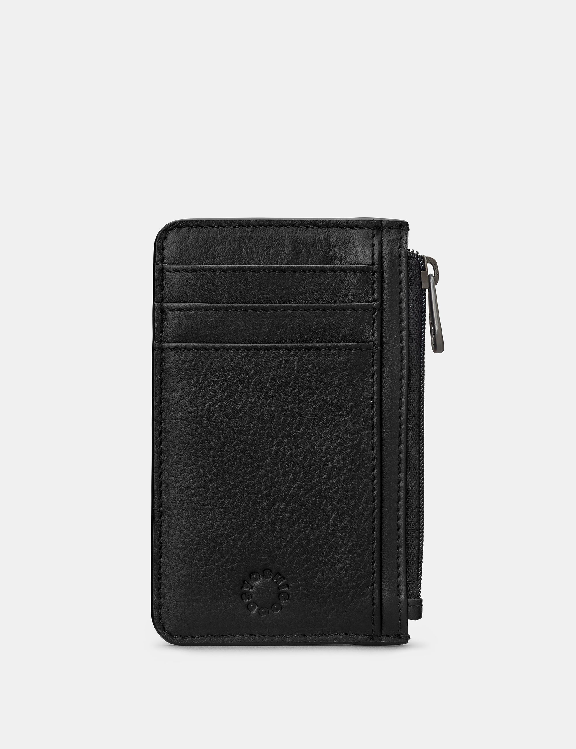 Premium Black Leather Zip Top Card Holder - Slim RFID Blocking Wallet for Men & Women - Perfect for Travel, Business & Everyday Use