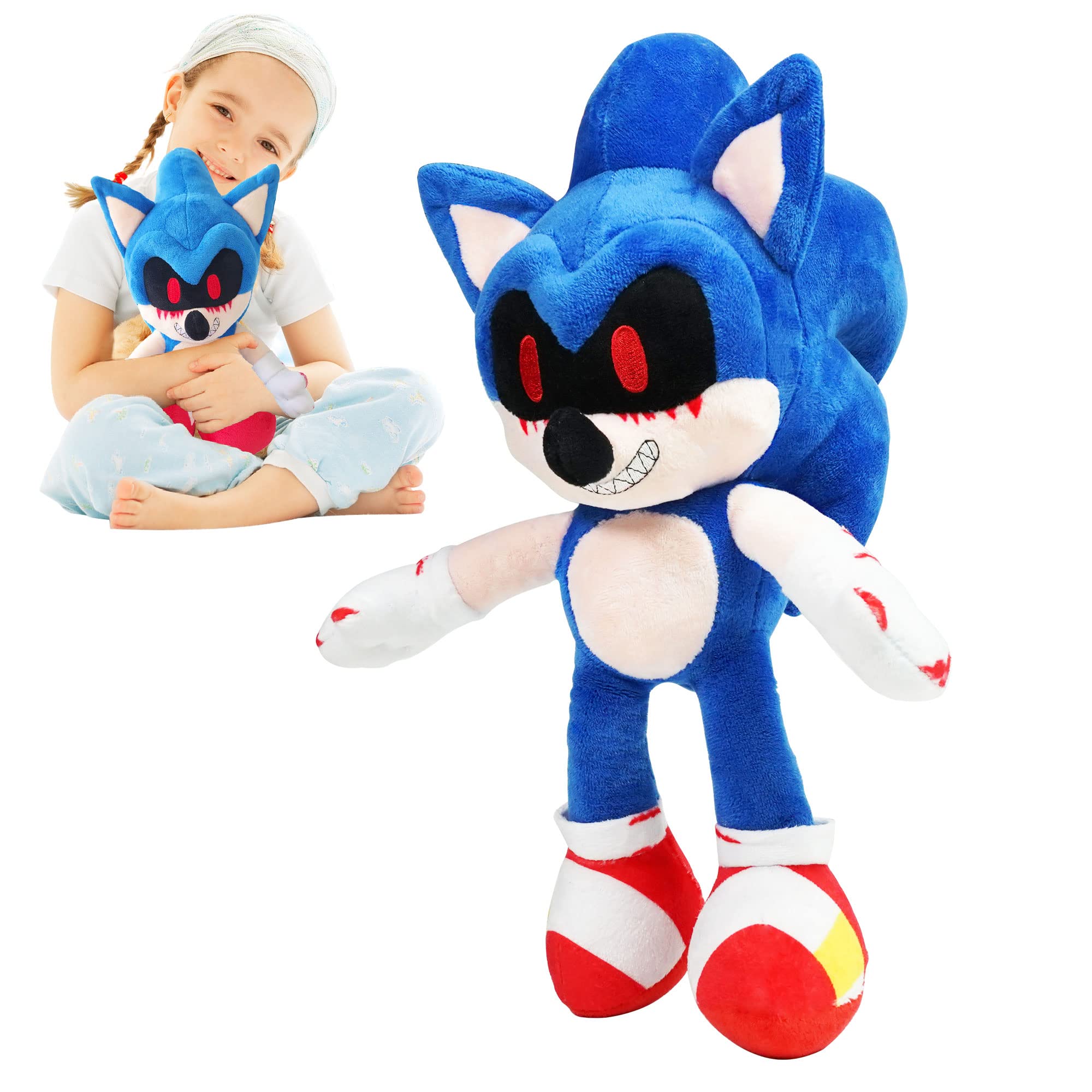 15.5 Inch Evil Sonic.exe Plush Toy - Blue Sonic The Hedgehog Stuffed Animal for Collectors & Fans | Perfect for Gaming Rooms, Birthday Gifts & Anime Decor