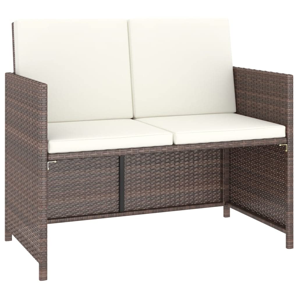 6-Piece Brown Poly Rattan Outdoor Dining Set with Cushions - Perfect for Patio, Garden, and Backyard Entertaining