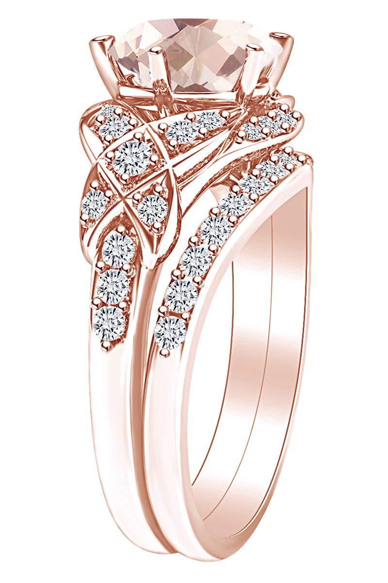 0.42 Carat Pink Morganite Rose Flower Engagement Ring - 14K Solid Gold Simulated Diamond Ring for Women | Perfect for Proposals, Weddings, Anniversaries & Romantic Gifts