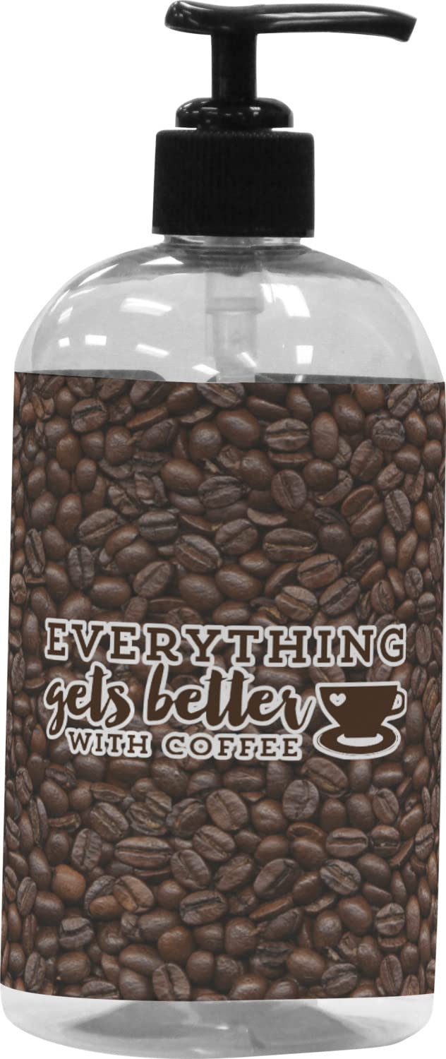 Customizable Coffee Lover Plastic Soap Dispenser & Lotion Pump (16oz Large Capacity, Black) - Perfect for Kitchen, Bathroom, and Office Decor