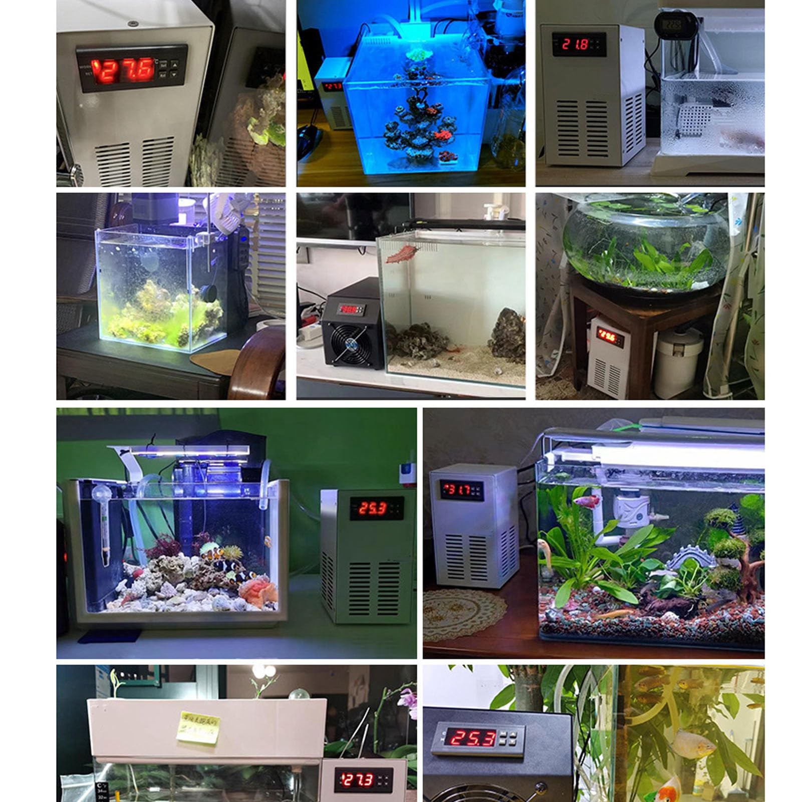 **Aquarium Water Chiller – Fast Cooling & Quiet Operation for 20L Fish Tanks – Maintains Optimal Temperature with Hose & Pump (US Plug) – Ideal for Home & Office Aquariums**