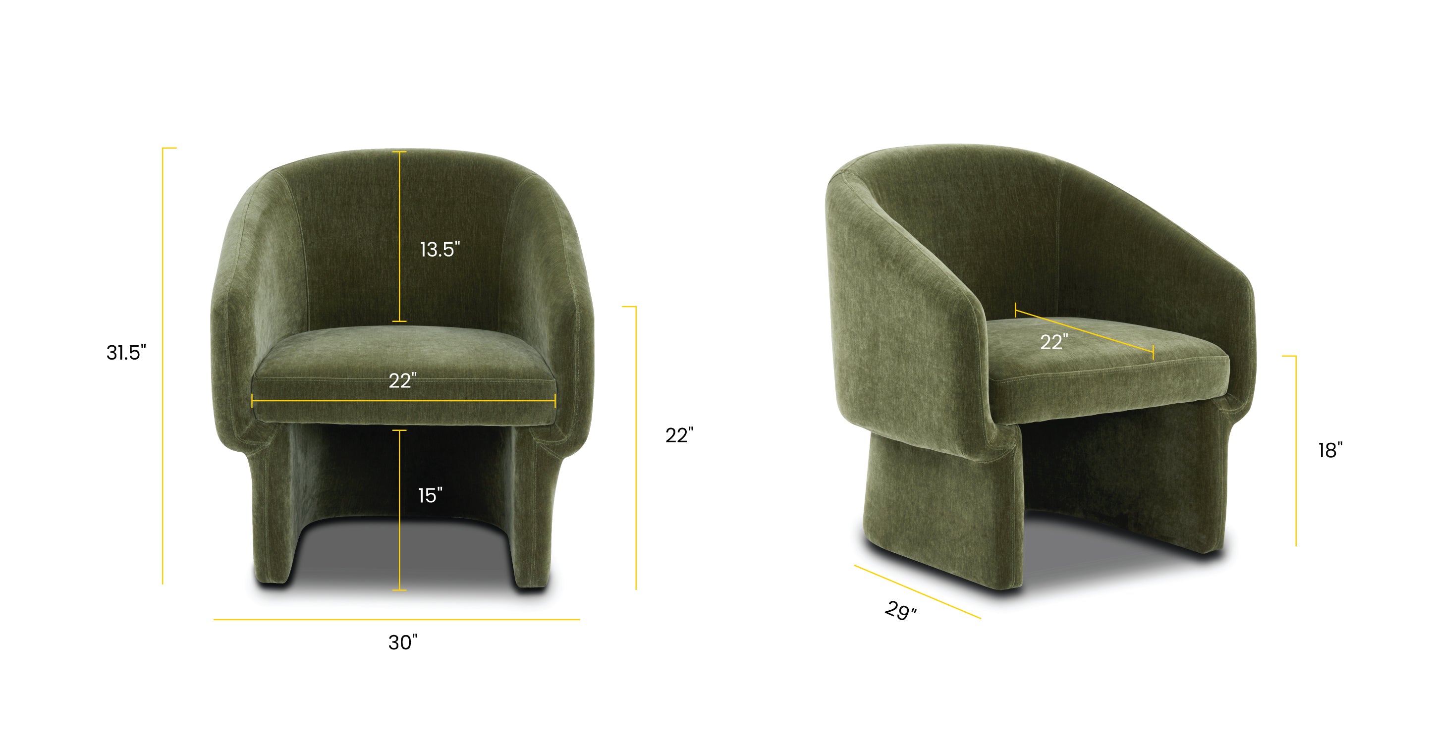 Sloan Lounge Chair - Modern Accent Chair for Living Room, Bedroom & Office - Comfortable Upholstered Armchair with Wooden Legs - Perfect for Relaxing, Reading & Decorating Your Home