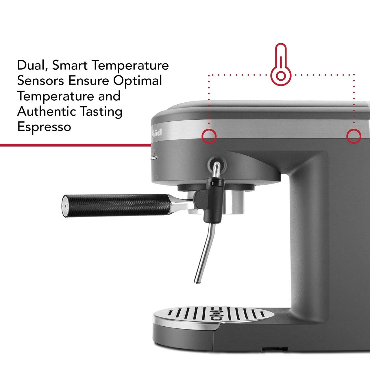 KitchenAid Espresso Machine with Milk Frother - Stainless Steel Coffee Maker for Home Baristas | Perfect for Lattes, Cappuccinos & Home Coffee Shops (Charcoal Grey)