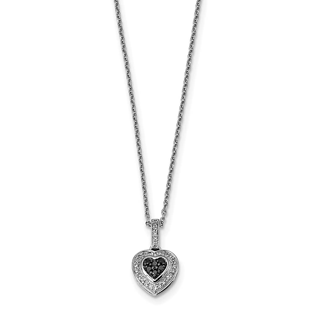 925 Sterling Silver Black Diamond Heart Pendant Necklace for Women - Dainty Love Jewelry Gift for Her, Anniversary, Valentine's Day & Special Occasions
