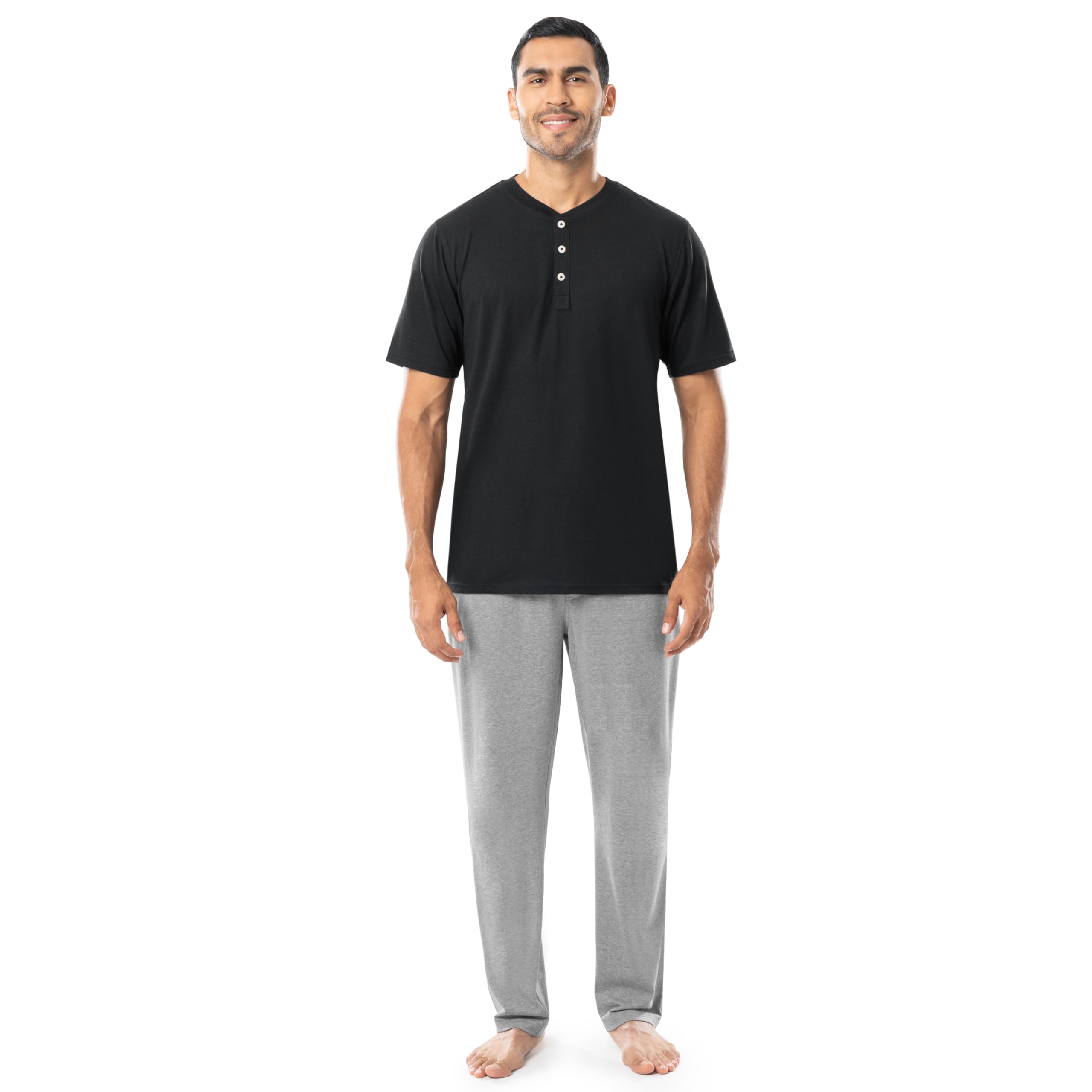 Fruit of the Loom Men's 2-Piece Jersey Knit Pajama Set - Soft & Comfortable Sleepwear for Lounge & Bedtime - Perfect for Relaxing at Home or Gift Giving