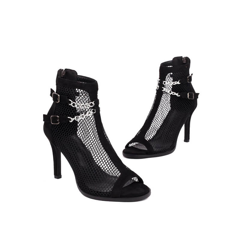 Women's Mesh Strap Stiletto Dance Boots - Sexy High Heel Boots for Latin, Tango & Ballroom Dancing | Perfect for Dance Performances & Night Out Parties