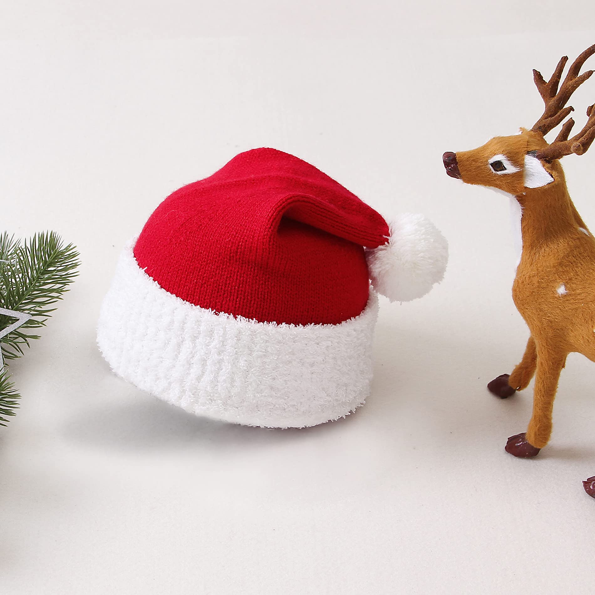 American Trends Unisex Baby Santa Hat - Soft Knitted Christmas Winter Beanie for Infants & Toddlers | Holiday Photo Props, Newborn Xmas Outfit, Family Matching Accessories
