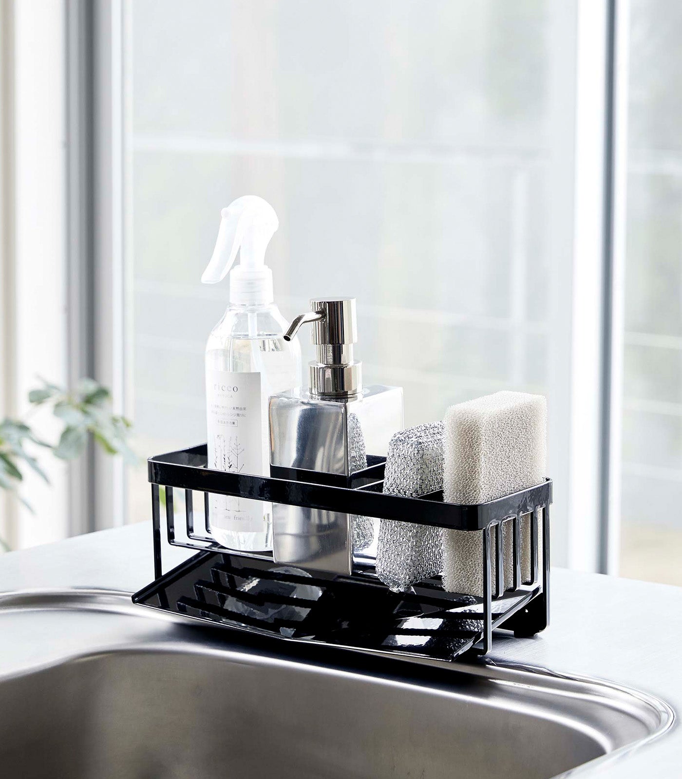 Premium Stainless Steel Sponge & Bottle Holder - Durable Kitchen Organizer for Sink, Countertop, and Dish Rack - Perfect for Home, RV, and Office Use