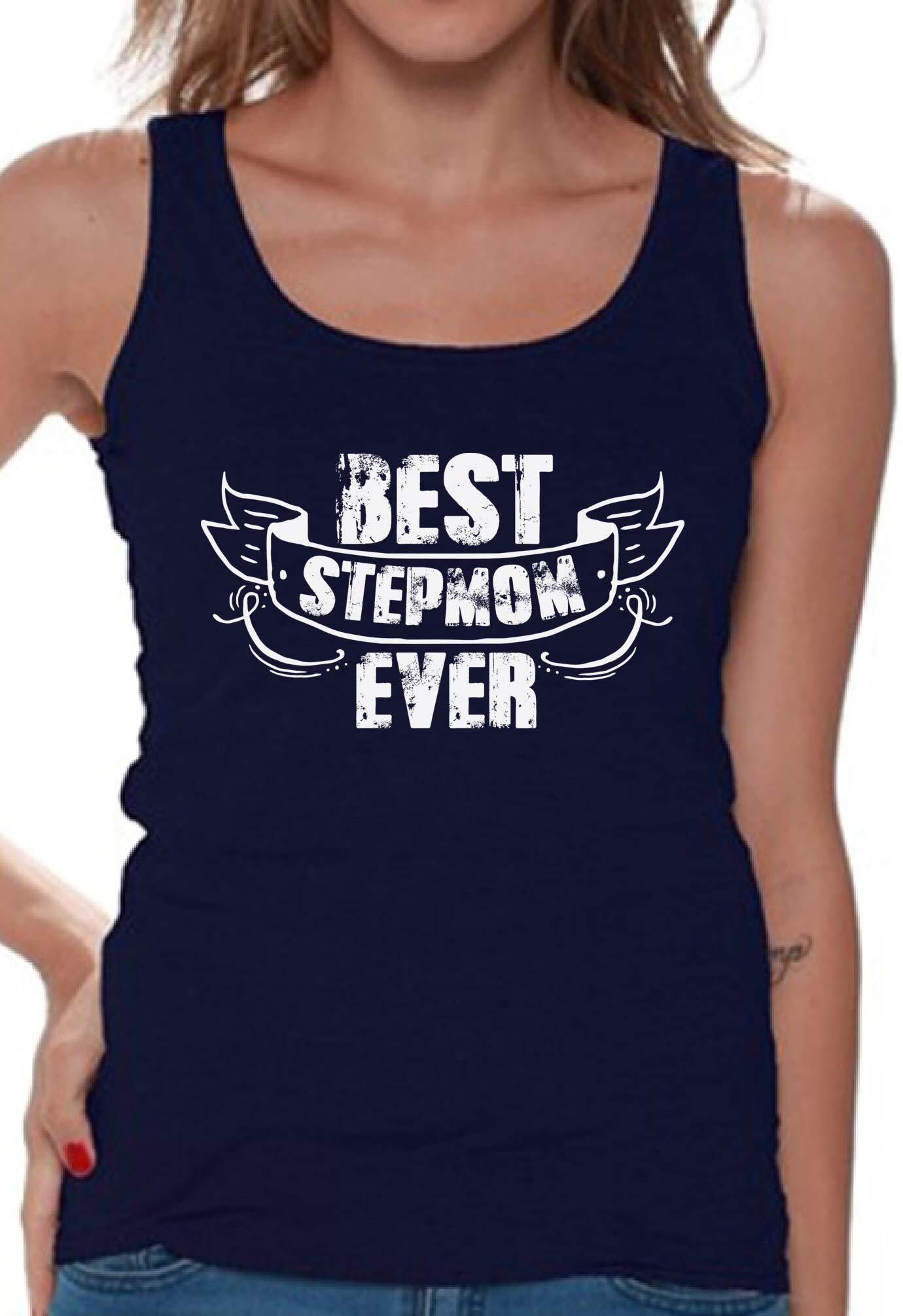 Best Stepmom Ever Tank Top for Women - Funny Step Mom Shirt, Cute Mommy Gift Idea - Perfect for Mother's Day, Birthday & Family Reunions