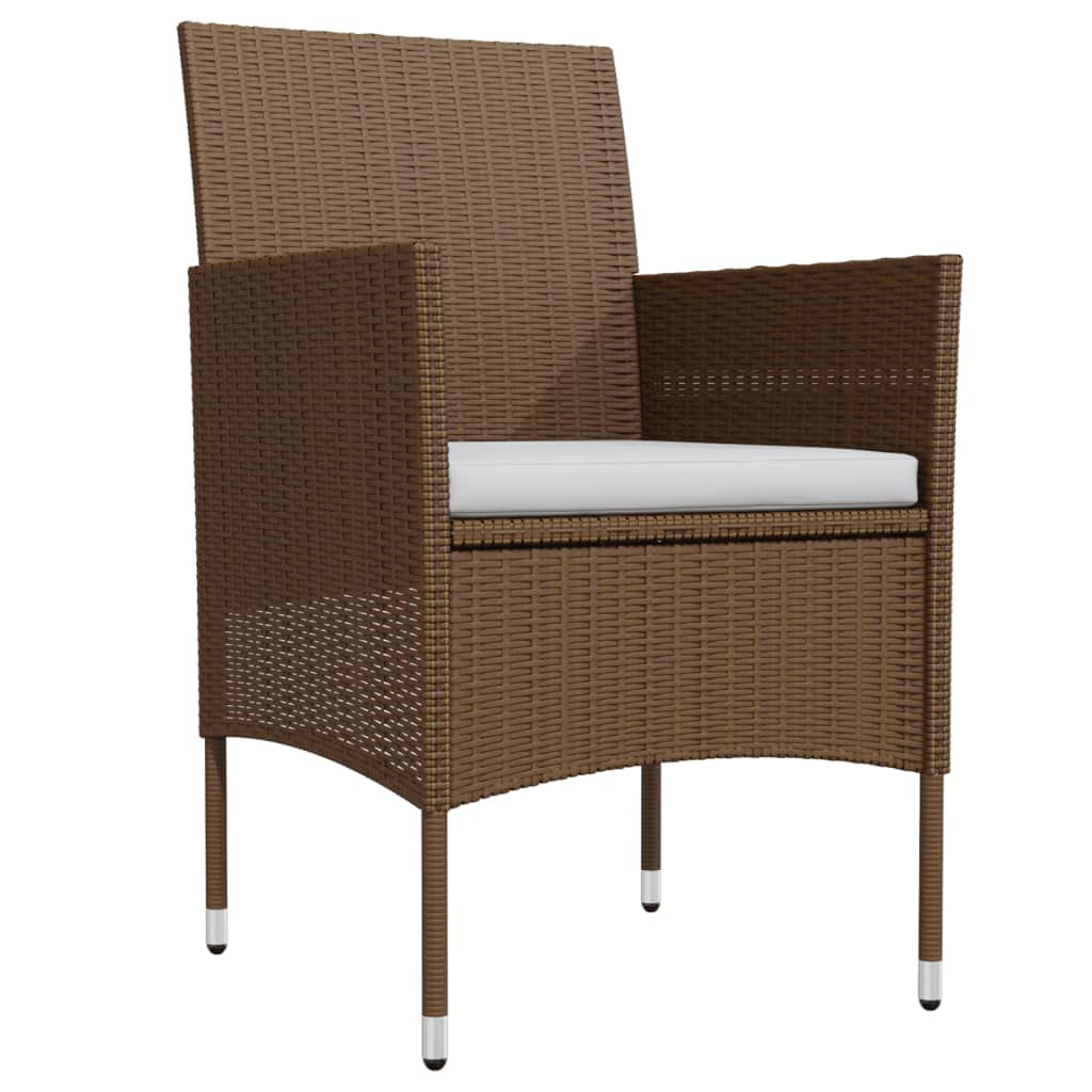 vidaXL 3-Piece Patio Dining Set with Cushions - Outdoor Garden Furniture for Lawn, Yard, Terrace & Balcony - Brown & Black Table and Chairs - Perfect for Backyard BBQs, Poolside Relaxation & Outdoor Entertaining