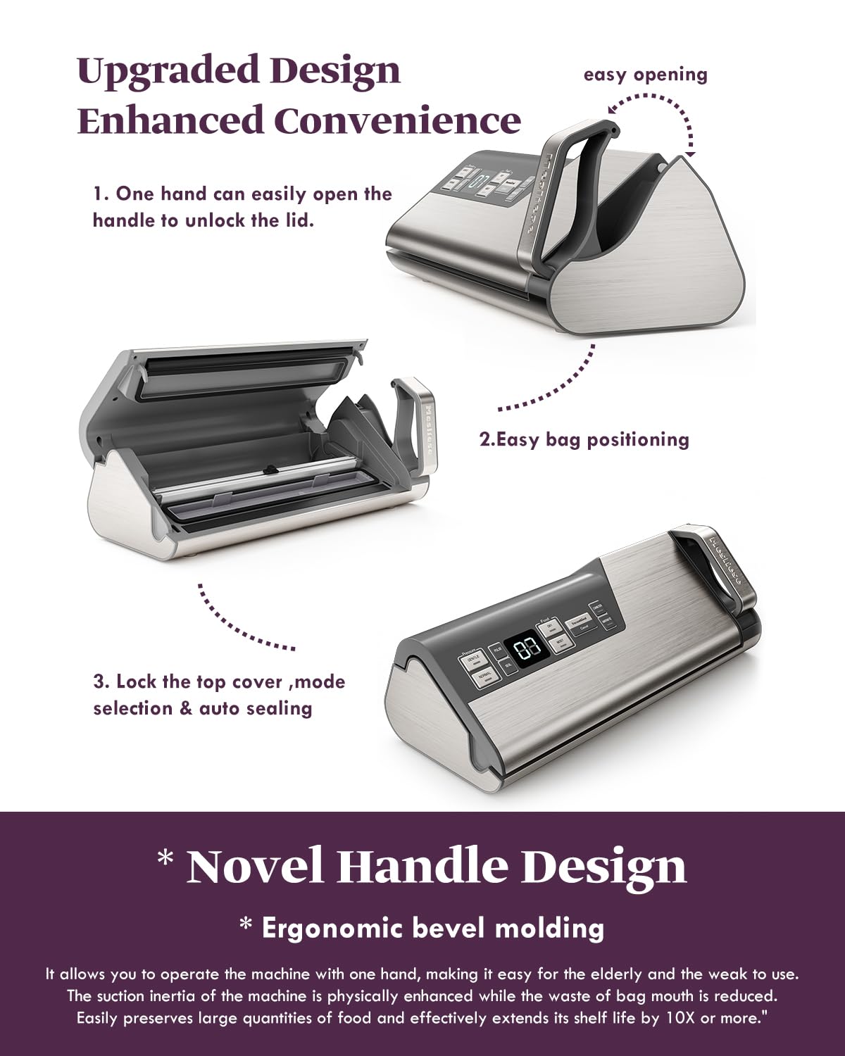 **Vacuum Sealer Machine 95kPa 140W - One-Hand Operation Food Sealer with Double Seal Strip, Built-in Cutter & Countdown Display - Includes 2 Bag Rolls & 5 Pre-cut Bags - PULSE & Marinate Modes - Perfect for Meal Prep, Sous Vide & Food Storage**