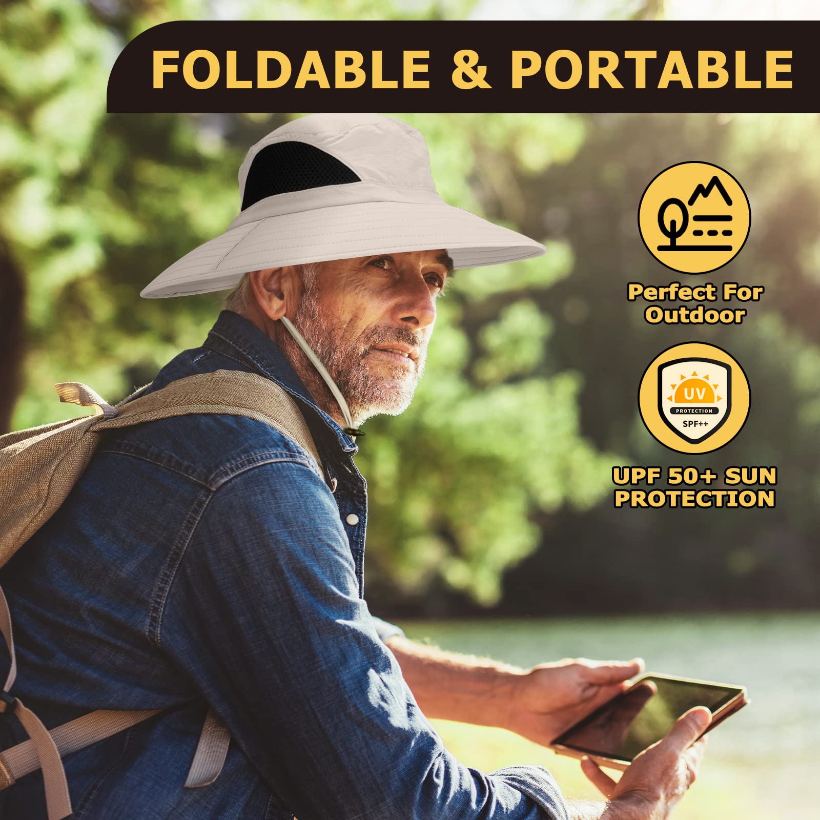 Women's Wide Brim Sun Hat UV Protection UPF 50+ - Foldable Mesh Bucket Hat for Summer, Beach, Fishing & Hiking - Waterproof & Breathable Outdoor Travel Accessories for Women