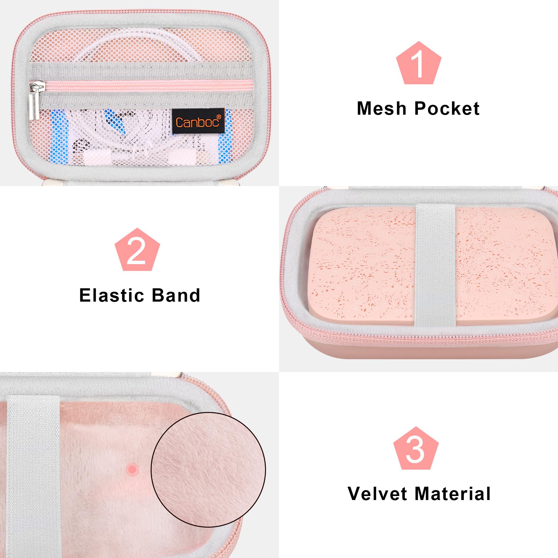Premium Carrying Case for HP Sprocket 2x3, Kodak Step & Lifeprint Photo Printers - Rose Gold Zippered Mesh Bag with Storage for Photo Paper & Cables - Perfect for Travel, Home & Office Use