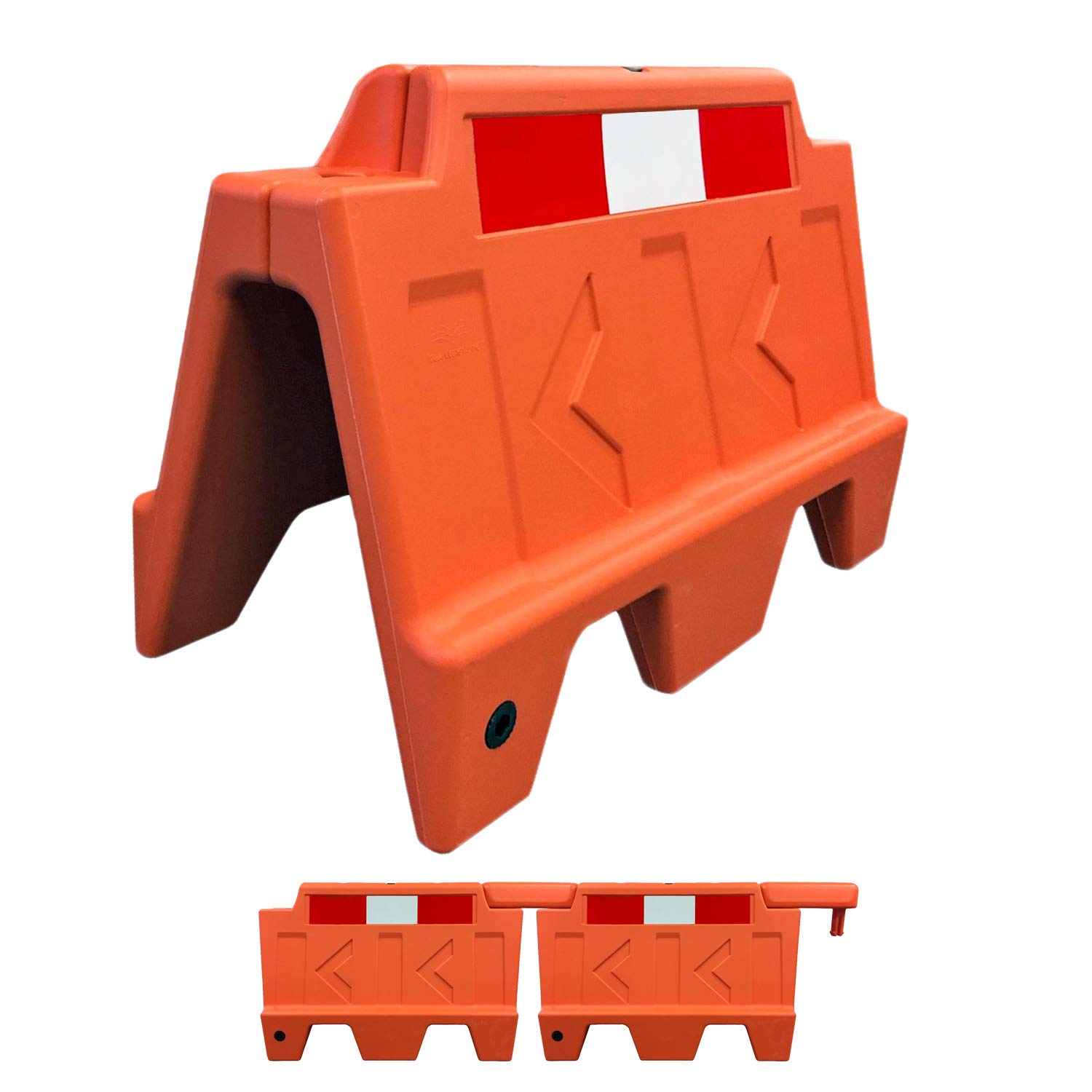 Stackable Water-Fillable Traffic Safety Plastic Barricade - 3ft Orange Polyethylene Vehicle Barrier (Pack of 2) | Portable Construction Zone, Parking Lot & Event Safety Barrier