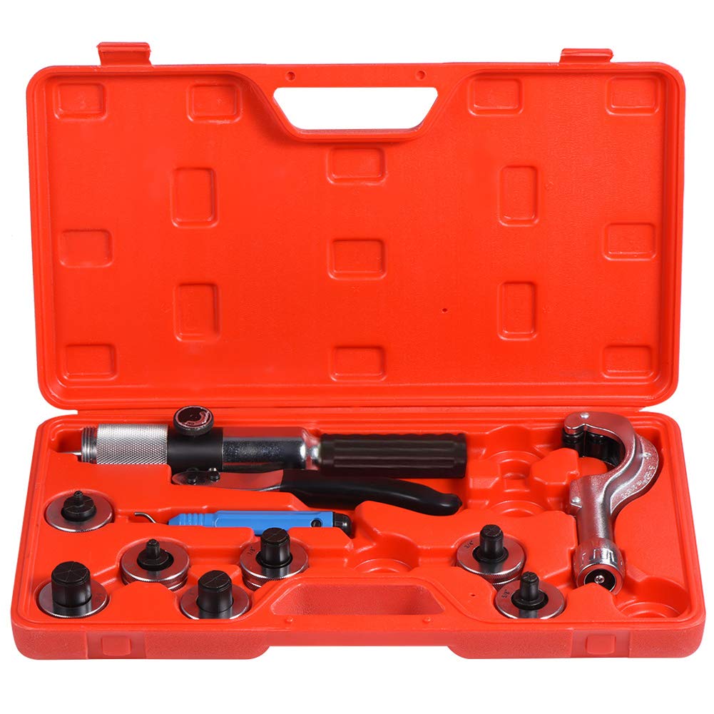 EVTSCAN CT-300A Hydraulic Tube Expander Kit - Professional Tubing Expanding Tool with 7 Expander Heads for Soft Copper, Aluminum, Titanium & Steel Tubes - Perfect for HVAC, Plumbing & Automotive Repair