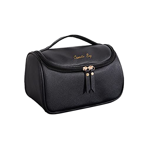 HXS Large Capacity PU Leather Makeup Bag - Waterproof Travel Cosmetic Organizer with Zipper, Multi-Function Storage Pouch for Brushes & Beauty Tools | Perfect for Women's Toiletry, Travel Essentials & Daily Makeup Organization