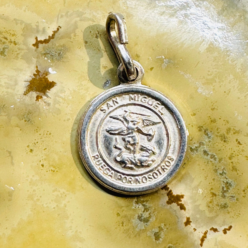 Sterling Silver San Miguel Devotional Pendant Charm - Elegant Religious Jewelry for Necklace, Bracelet & Keepsake - Perfect for Gifts, Baptism & Spiritual Protection