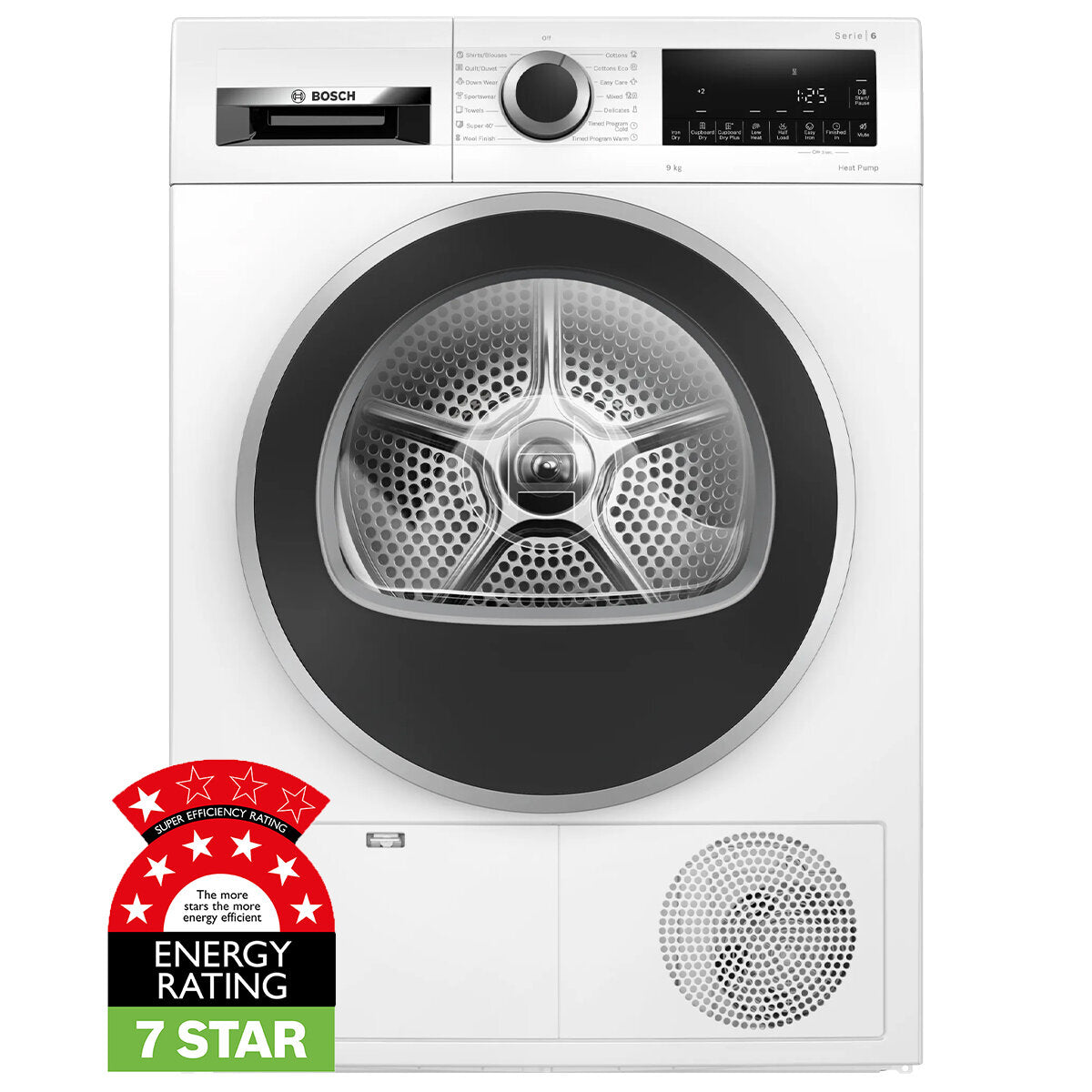 Bosch Series 6 9kg Heat Pump Dryer WQG24200AU - Energy Efficient Laundry Solution for Homes & Apartments | Fast Drying, Quiet Operation