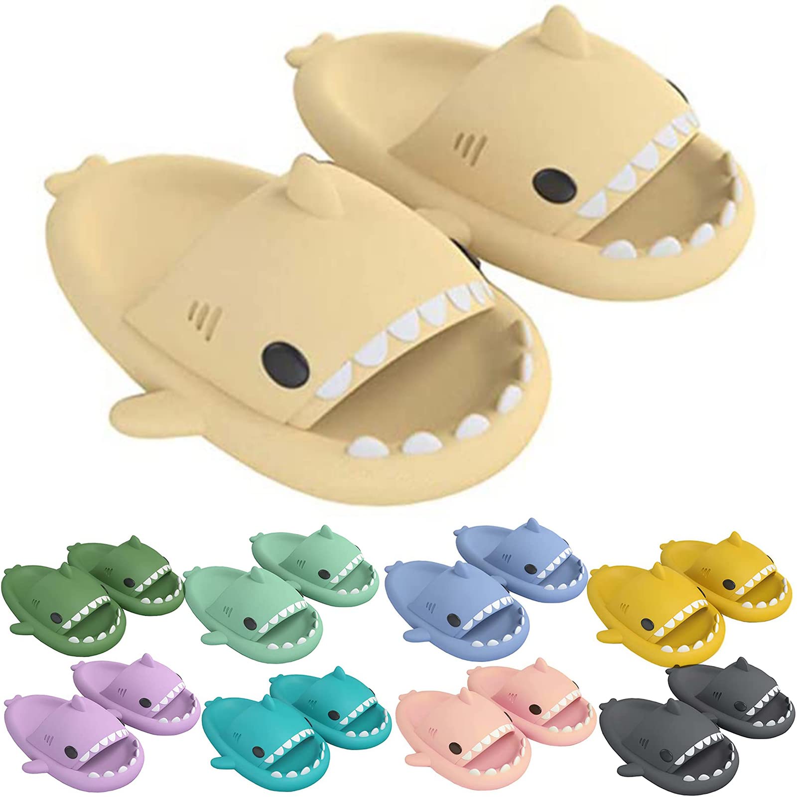 Cloud Shark Slides Slippers for Women & Men - Quick Dry Summer Shower Sandals with Super Soft Massage - Indoor & Outdoor Comfort - Perfect for Beach, Pool, Spa, and Home Use