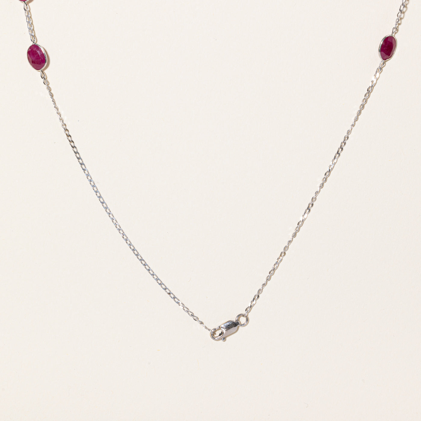 14K White Gold Flux Treated Ruby Necklace - 14.00ctw Ruby Pendant with 18