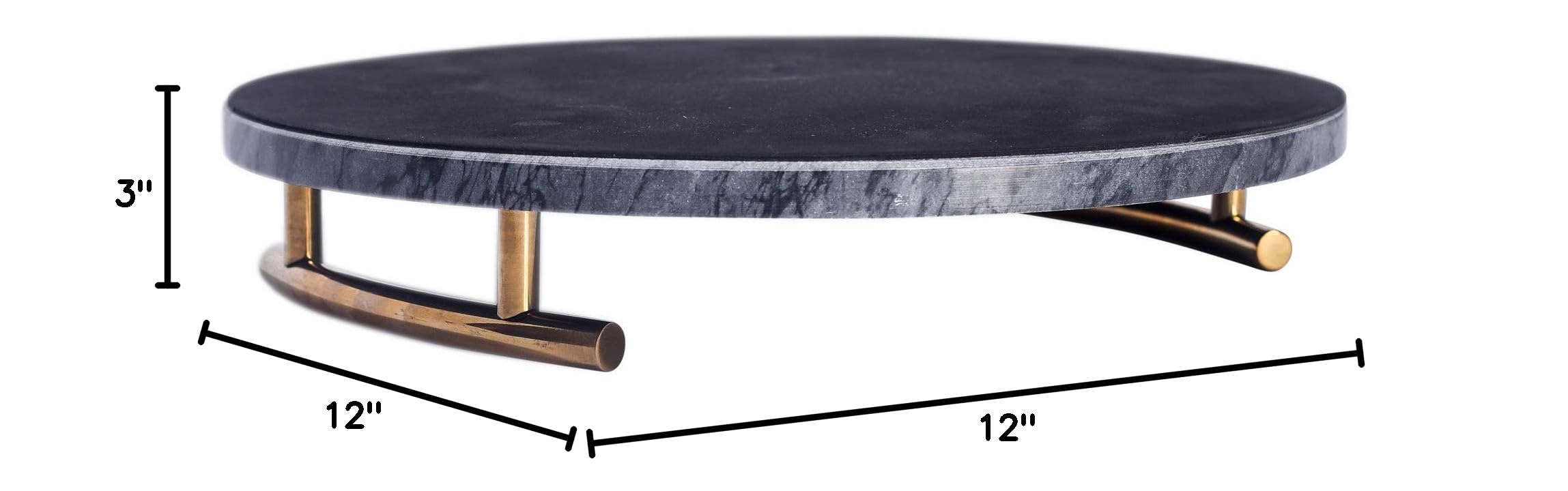 Grey Marble Round Decorative Tray with Gold Handles - Multipurpose, Spacious, Durable for Home Decor, Bathroom Organizer, or Coffee Table Centerpiece
