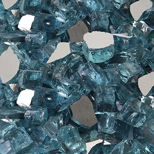 Seafoam Reflective Fire Pit Glass Rocks - 50lb Premium Fire Glass for Gas & Propane Fire Pits & Fireplaces - Decorative Firepit Glass Stones for Outdoor & Indoor Use - Perfect for Patio, Backyard, and Living Room Decor