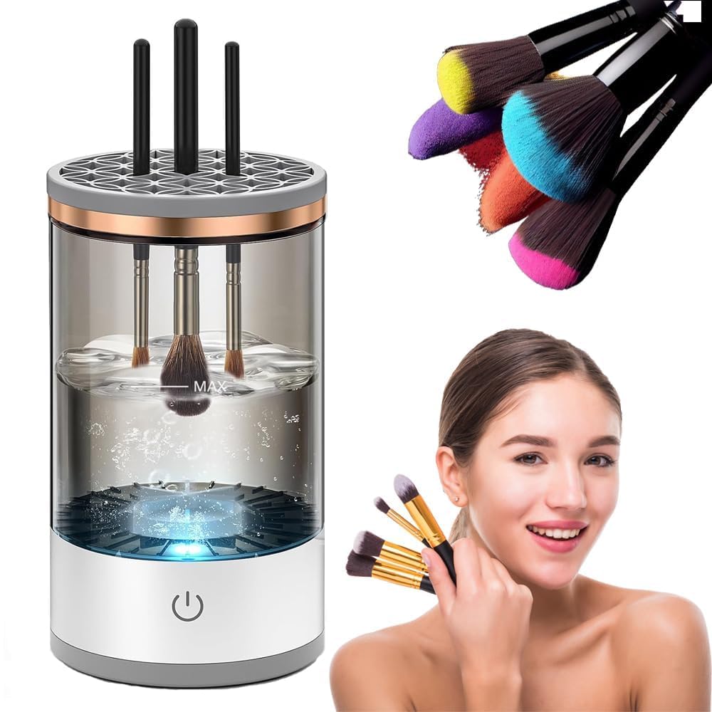 XENGVA Electric Makeup Brush Cleaner Machine - USB Powered Automatic Spinning Brush Washer for All Size Cosmetic Brushes | Perfect Cleaning Tool for Makeup Artists & Beauty Enthusiasts | Great Gift for Women & Girls (Home Salon & Travel Use)