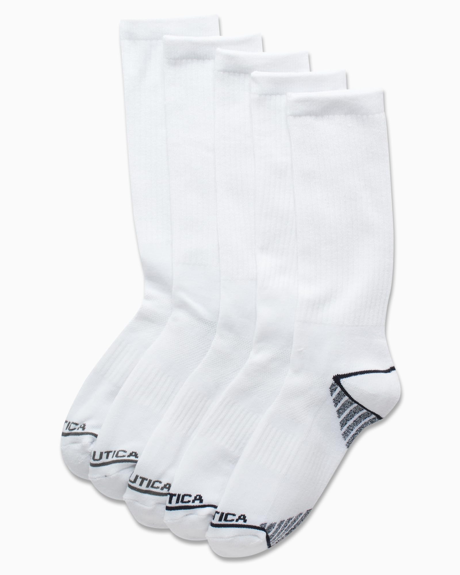 Nautica Men's Athletic Crew Socks - 5 Pack Cushioned Performance Socks for Running, Gym & Everyday Comfort