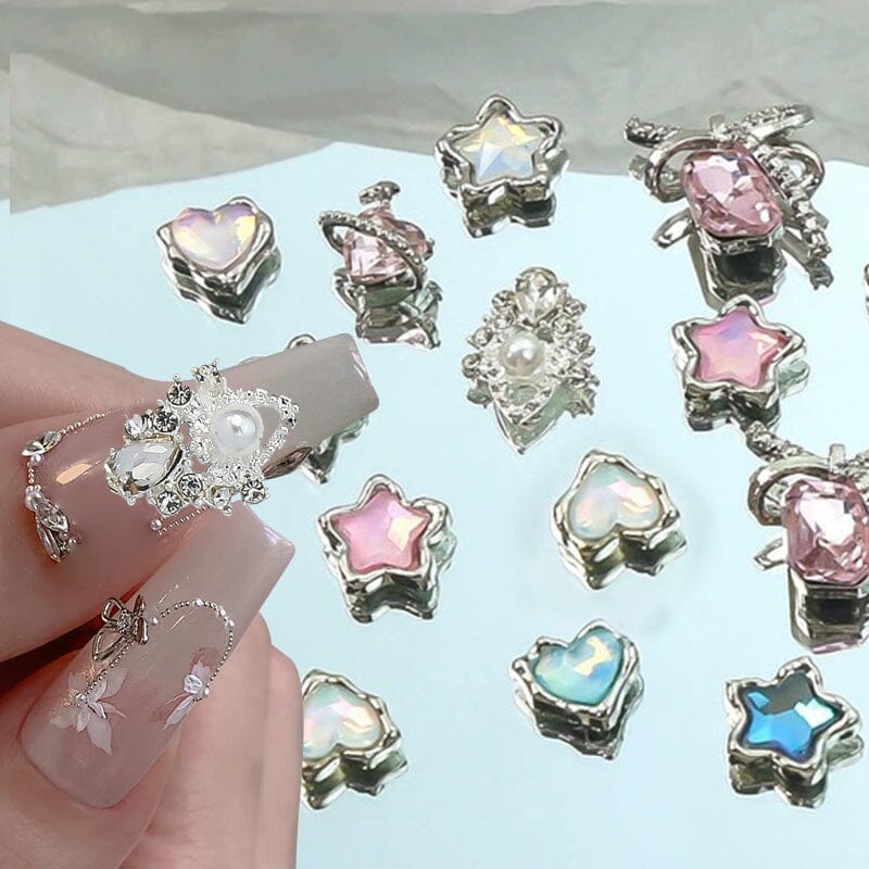 Purple Heart Aurora Zircon Alloy 3D Nail Art Decorations #02 - Elegant Nail Accessories for Parties, Weddings & Special Occasions