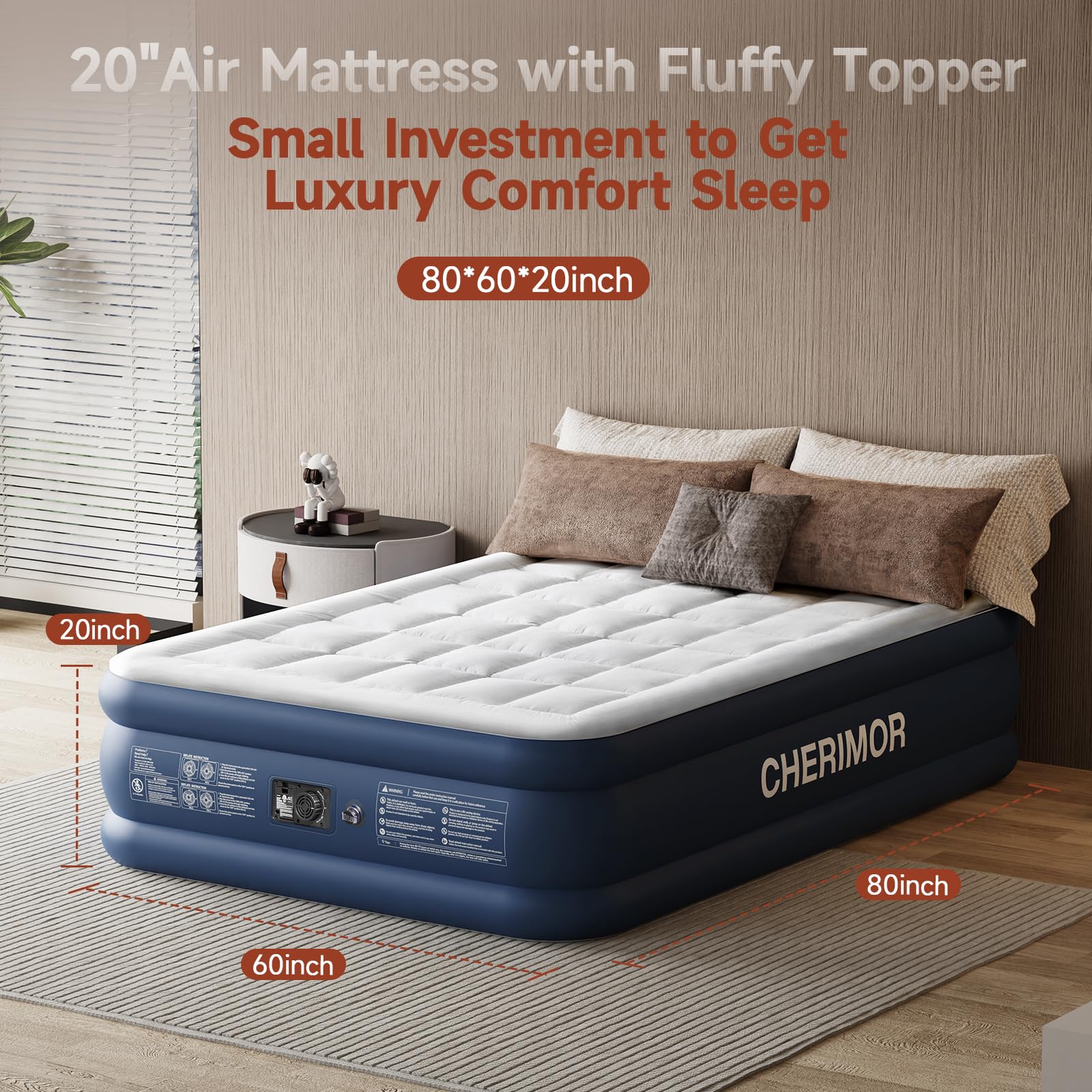 **Queen Air Mattress with Built-in Pump - 20