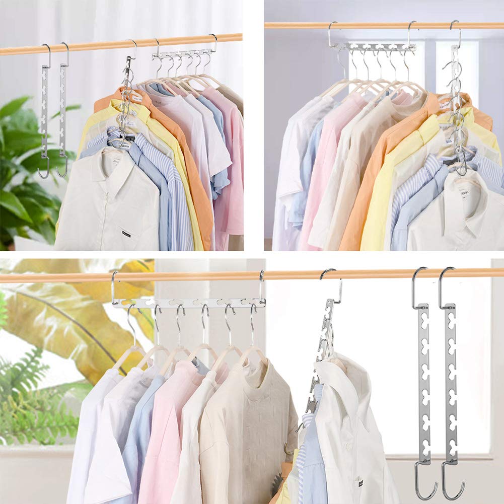 Space Saving Clothes Hangers - 8 Pack Metal Magic Hangers for Wardrobe Organization | Wrinkle-Free, Heavy Duty Closet Organizer | Perfect for Small Spaces, Travel & Home Storage