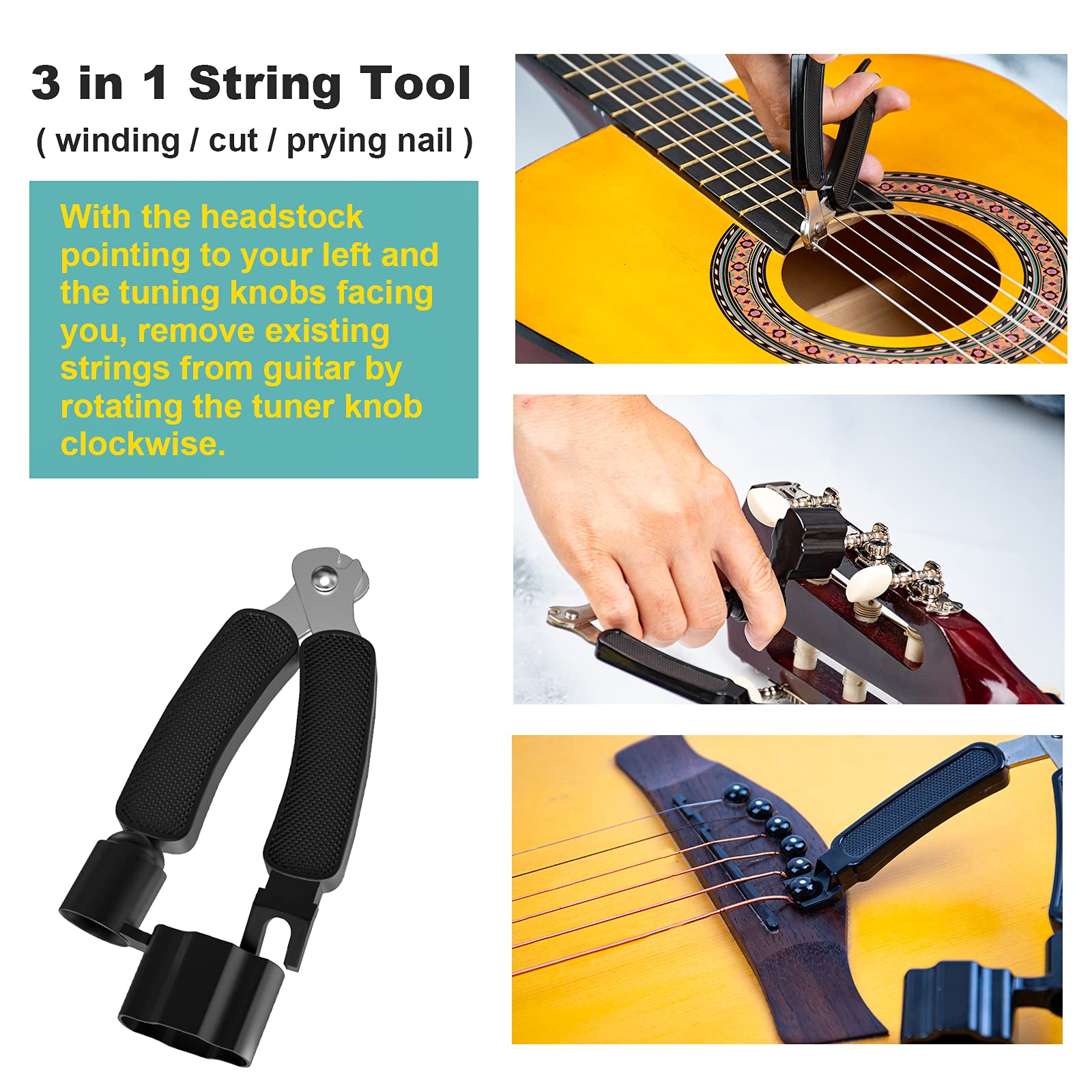 FOLLOWIN 7-Piece Guitar Cleaning & Maintenance Kit - Polish, Lemon Oil, String Cleaner, Lubricant, Wax, Winder & Microfiber Cloth - Perfect for Acoustic & Electric Guitar Care & Protection