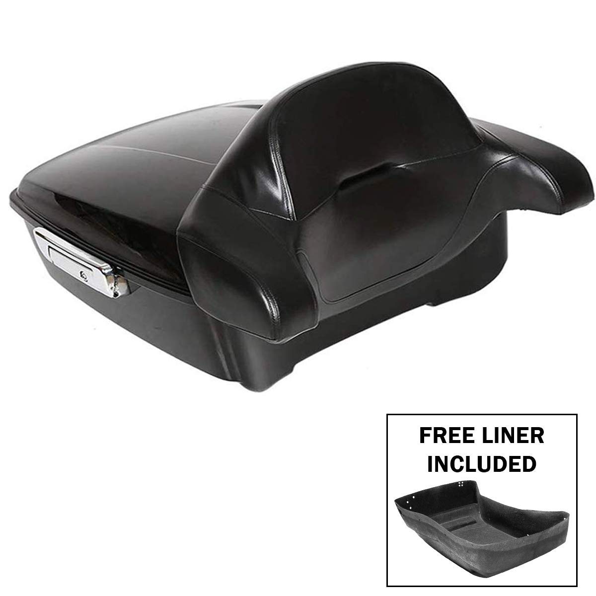 XMT-MOTO Vivid Black Chopped Tour Pack Luggage Kit with Wrap-Around Backrest Pad & Fitted Lining - Compatible with Harley Touring Road King, Road Glide, Street Glide, Electra Glide, Ultra-Classic 2014-2023 | Perfect for Long-Distance Motorcycle Trips & Road Adventures