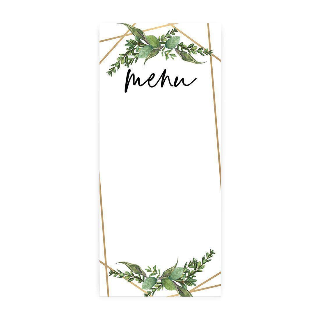 Premium Printable Wedding Menu Cards - Geometric Copper & Greenery Design for DIY Printer | 56-Pack 4x9 Inch Heavy Cardstock | Perfect for Dinner Place Settings, Programs, Rehearsals & Reception Decor | Elegant Table Decorations for Weddings, Parties & Special Events