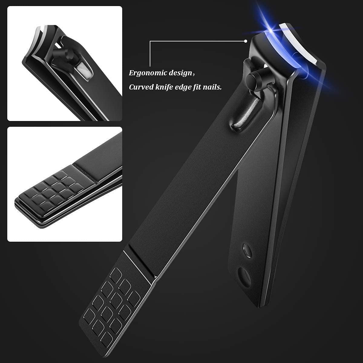 VENJA Professional 12-in-1 Manicure & Pedicure Set - Stainless Steel Nail Clippers, Blackhead Tools & Leather Travel Case - Perfect for Home, Travel & Salon Use (Black)